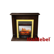 Камінокомплект IDaMebel Carolina горіх Fobos Brass (виріз під плінтус 90x25)