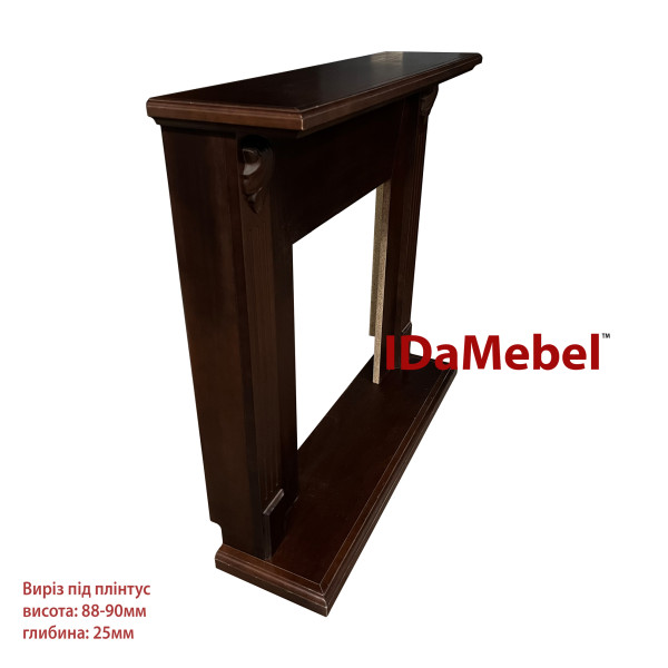 Камінокомплект IDaMebel Carolina горіх Fobos Brass (виріз під плінтус 90x25)