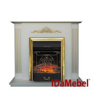 Каминокомплект IDaMebel Catarina Gold (1000x900x320) с камином Royal Flame Majestic Brass с обогревом, звуком, декоративной решеткой