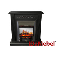 Каминокомплект IDaMebel Elaine темный шоколад (900x920x310) с камином Royal Flame Fobos Black с обогревом, звуком, дровами и декоративными ножками