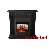 Каминокомплект IDaMebel Elaine темный шоколад (900x920x310) с камином Royal Flame Majestic Black с обогревом, звуком, дровами и декоративной решеткой