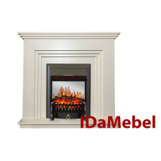 Камінокомплект IDaMebel Gloria Білий (1055x970x270) з каміном Royal Flame Fobos Black з обігрівом, звуком, дровами та декоративними ніжками