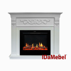 Камінокомплект IDaMebel Marseille Білий (1210x1100x390) з каміном Royal 5D V-Art 25 з реалістичним 5D полумʼям, обігрівом, звуком, дровами та ефектом тління