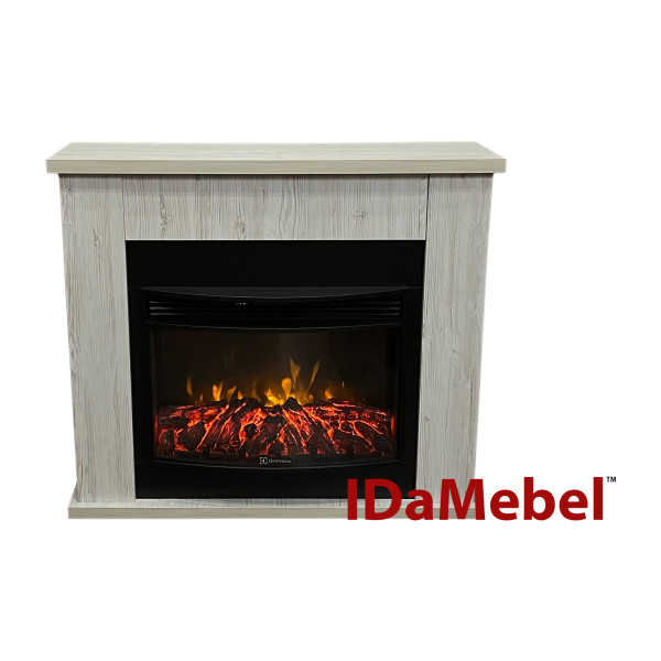 Камінокомплект IDaMebel Vera сірий дуб (1004x875x282) з каміном Electrolux EFP/P-2720RLS з обігрівом, звуком, дровами та яскравістю полумʼя