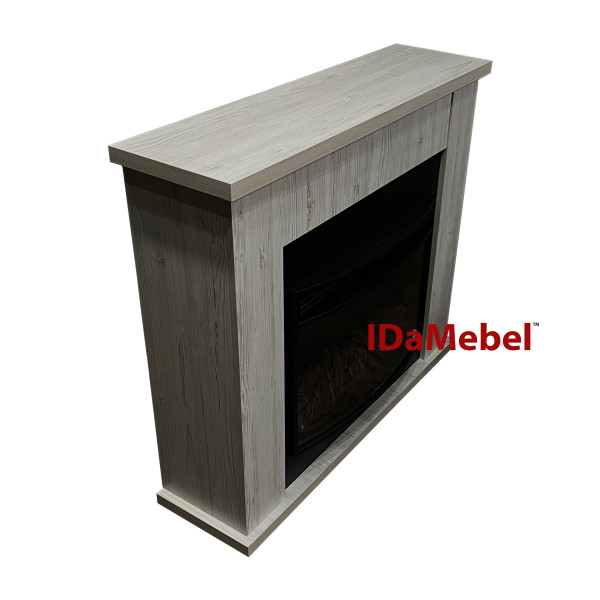 Камінокомплект IDaMebel Vera сірий дуб (1004x875x282) з каміном Electrolux EFP/P-2720RLS з обігрівом, звуком, дровами та яскравістю полумʼя