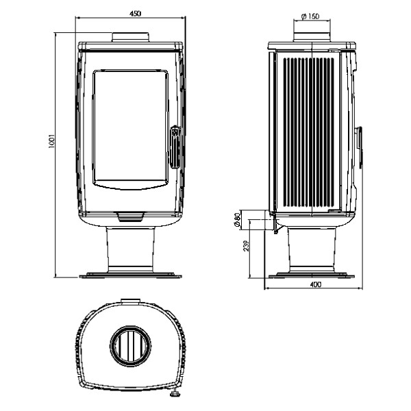 Піч Plamen Aria, 8 кВт, чорна