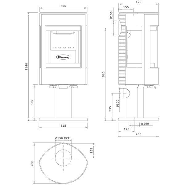 Піч чавунна Dovre ASTRO 3CB / P (на ніжці, 10 кВт)