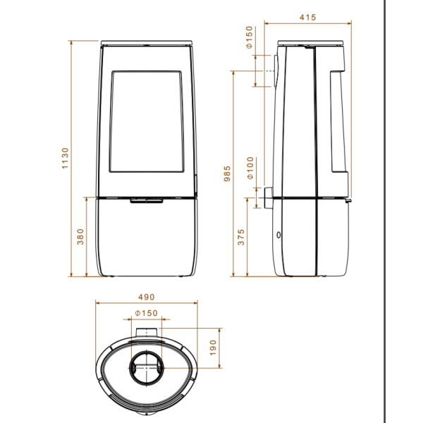 Піч чавунна Dovre BOLD 400 (піч овальної форми з боксом знизу , 7 кВт)