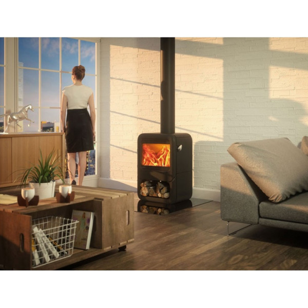 Піч Dovre ROCK 350 WB (сучасна чавунна піч, знизу з боксом для дров 7 кВт)