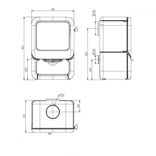Піч Dovre ROCK 350 WB (сучасна чавунна піч, знизу з боксом для дров 7 кВт)