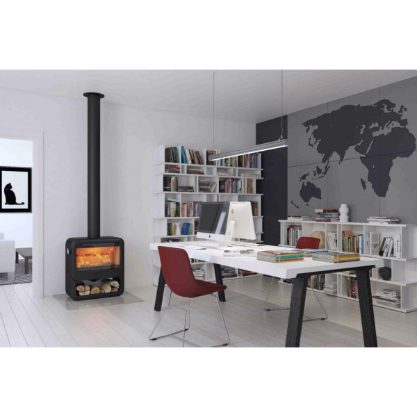 Піч Dovre ROCK 500 WB (сучасна чавунна піч, знизу з боксом для дров, 9 кВт)