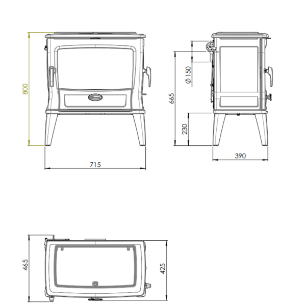 Піч чавунна Dovre TAI  55 MD (мультипаливна піч на ніжках, 11 кВт)