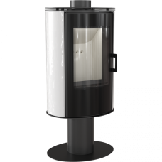 Сталева піч-камін Kratki KOZA AB S/N/O/DR GLASS кахель біла (8,0 кВт)(KOZA/AB/S/N/O/DR/GLASS/KAFEL/BIALY)