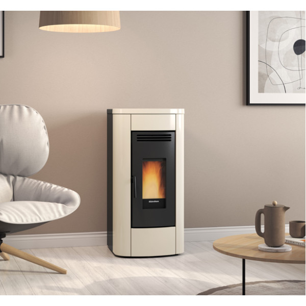 Пелетна піч з системою повітряпроводів Nordica KLAUDIA PLUS ivory (8 кВт)