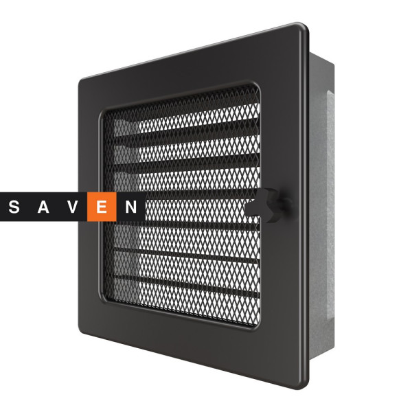 Вентиляційна решітка для каміна SAVEN 17х17 графітова з жалюзі