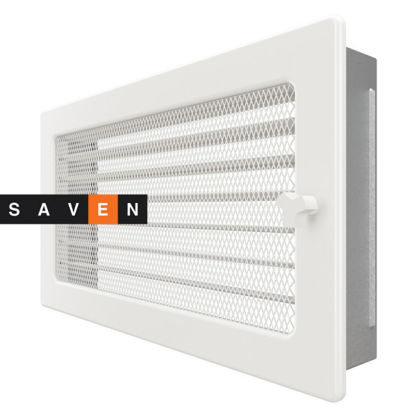 Вентиляционная решетка для камина SAVEN 17х30 белая с жалюзи