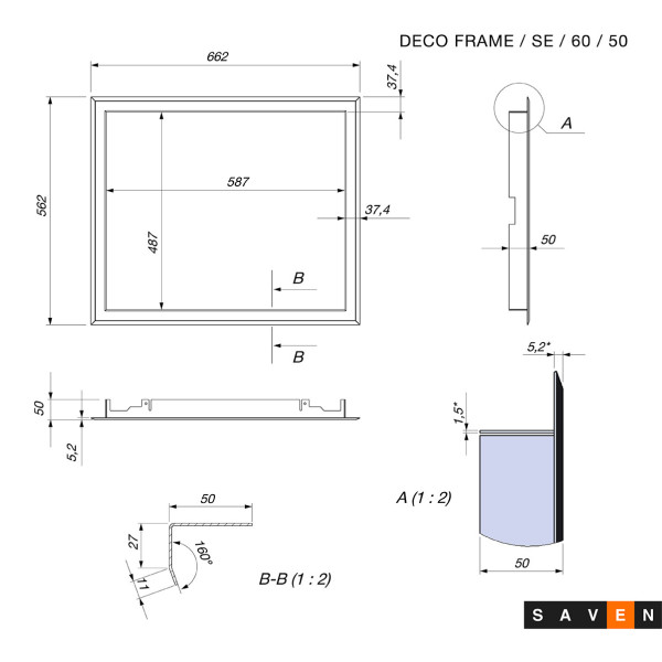 Декоративная рамка для камина SE 60х50