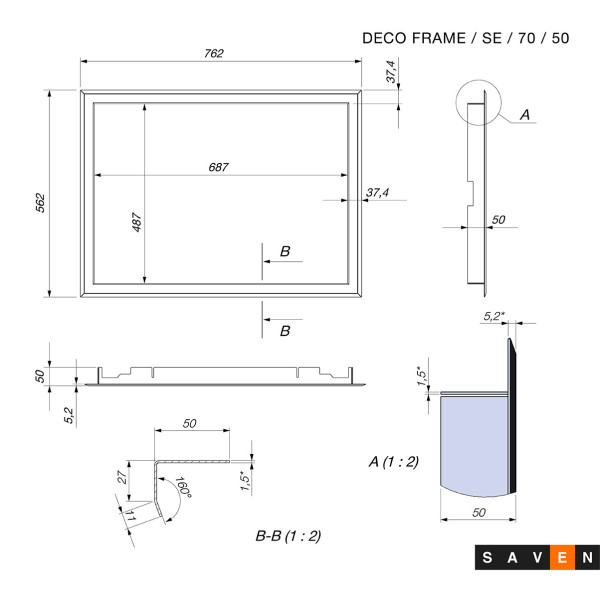 Декоративная рамка для камина SE 70х50