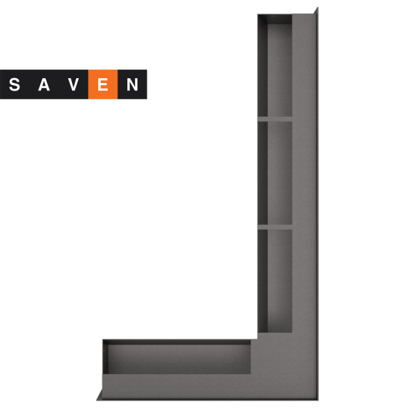 Вентиляционная решетка для камина угловая правая SAVEN Loft Angle 95х800х450 графитовая