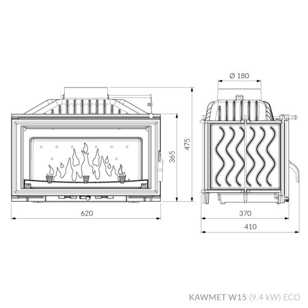 Камінна топка KAWMET W15 (9.4 kW) EСO