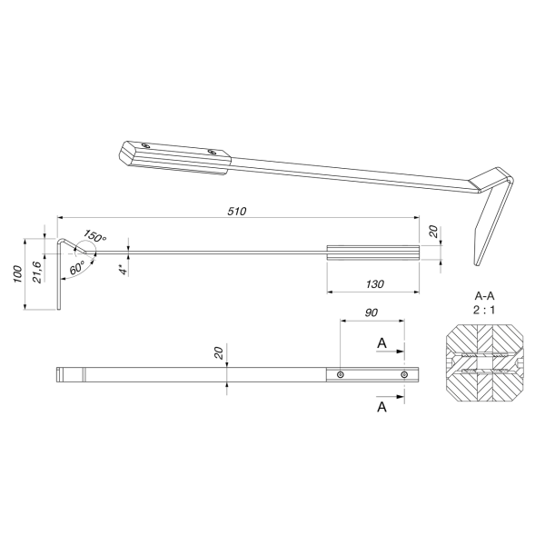 Кочерга для каміна SAVEN Poker L (50 cm) black