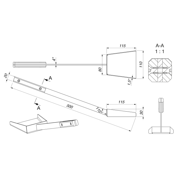 Совок для камина SAVEN Shovel L (50 cm) black