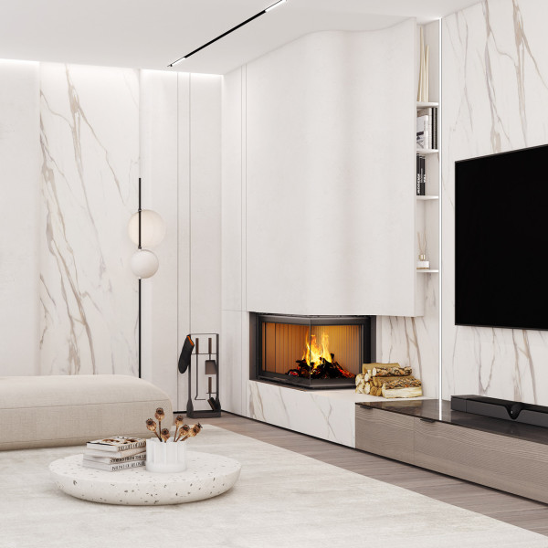 Камінна топка кутова SAVEN Energy Up 85х50х47R Black (17,0 kW) ECO