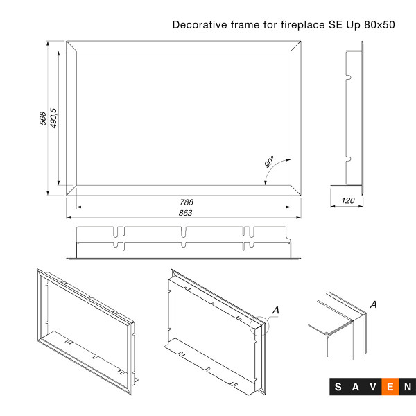 Декоративная рамка для камина SE Up 80х50