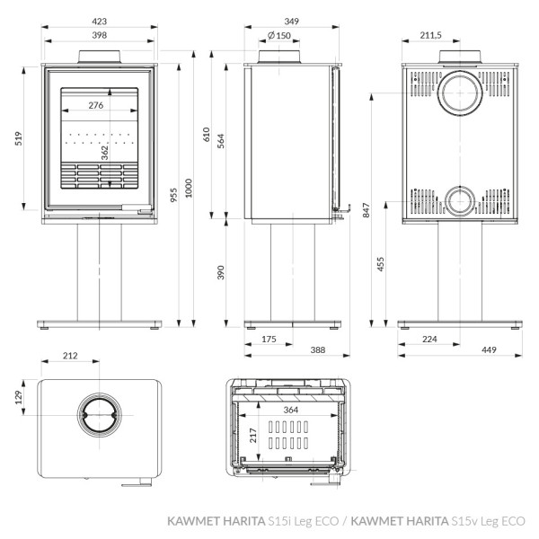 Піч камін KAWMET HARITA S15i Leg ECO