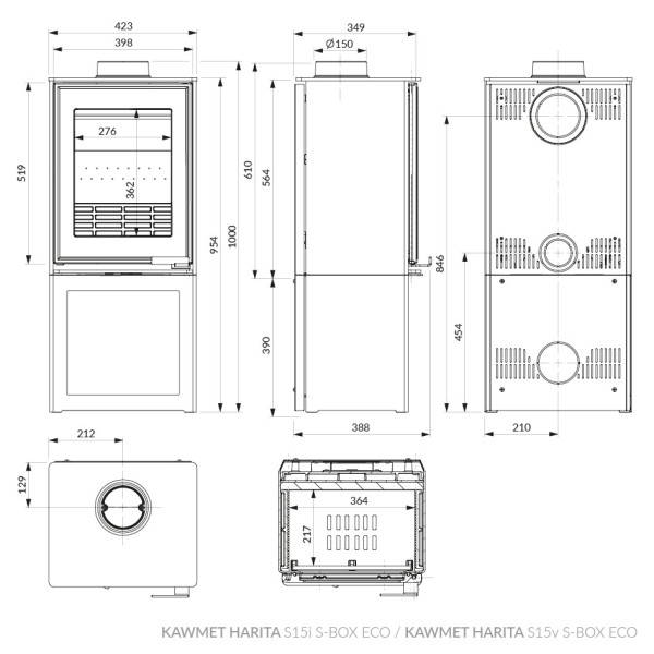 Піч камін KAWMET HARITA S15i S-Box ECO