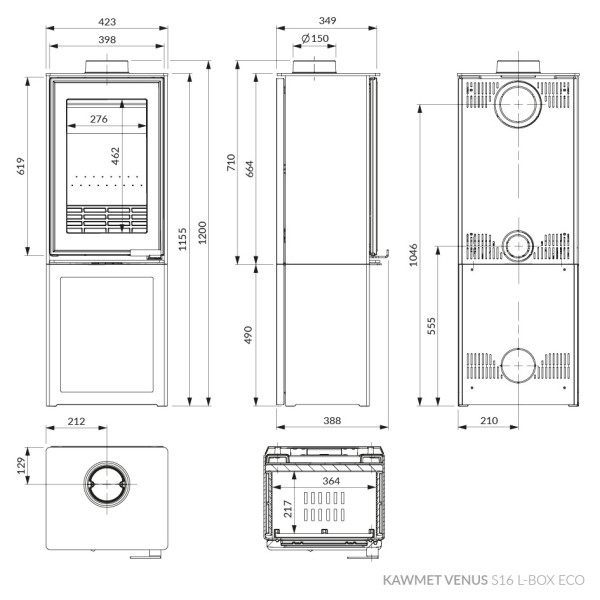 Піч камін KAWMET VENUS S16 L-Box ECO
