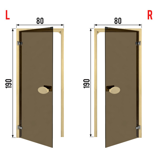 Двери для сауны PAL 80*190 см бронза 8 мм