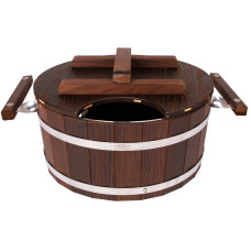 Запарник Tesli 15 л. из термодревесины и нержавеющей вставкой с крышкой